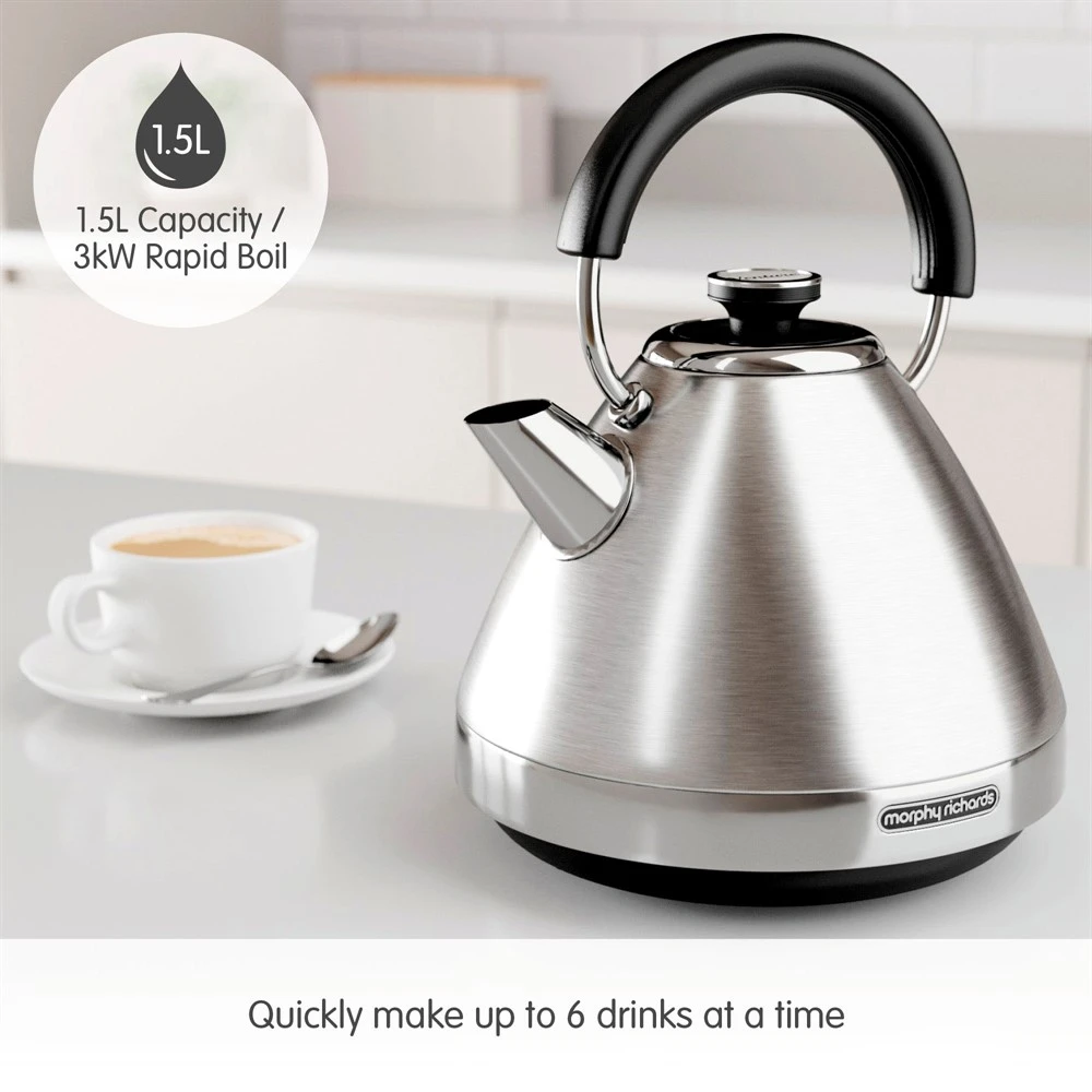 Morphy Richards Venture Brushed Stainless Steel Pyramid Kettle 4 Morphy Richards Venture Brushed Stainless Steel Pyramid Kettle - Image 2