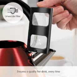 Morphy Richards Venture Red Pyramid Kettle -Morphy Richards Sales Shop 100133 Limescale Filter text