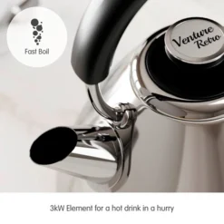 Morphy Richards Venture Retro Polished Stainless Steel Pyramid Kettle 13 Morphy Richards Venture Retro Polished Stainless Steel Pyramid Kettle -Morphy Richards Sales Shop 100330 Fast Boil text