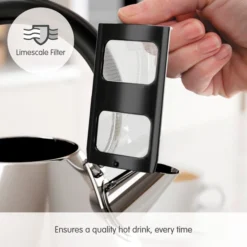 Morphy Richards Venture Retro Polished Stainless Steel Pyramid Kettle 14 Morphy Richards Venture Retro Polished Stainless Steel Pyramid Kettle -Morphy Richards Sales Shop 100330 Limescale Filter text