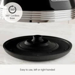 Morphy Richards Venture Retro Black Pyramid Kettle 12 Morphy Richards Venture Retro Black Pyramid Kettle -Morphy Richards Sales Shop 100331 360 cordless base text