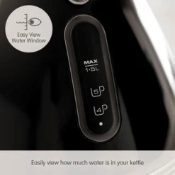 Morphy Richards Venture Retro Black Pyramid Kettle 13 Morphy Richards Venture Retro Black Pyramid Kettle -Morphy Richards Sales Shop 100331 Easy View Water Window text