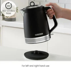Morphy Richards Illumination Black Stainless Steel Jug Kettle 15 Morphy Richards Illumination Black Stainless Steel Jug Kettle -Morphy Richards Sales Shop 108020 360 cordless base text