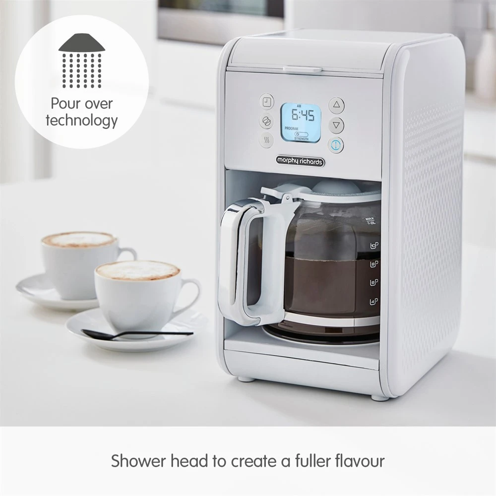 163007-Pour_over_technology-text.jpg Morphy Richards Verve White Pour Over Filter Coffee Machine -Morphy Richards Sales Shop 163007 Pour over technology