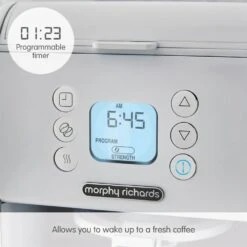 Morphy Richards Verve White Pour Over Filter Coffee Machine 6 Morphy Richards Verve White Pour Over Filter Coffee Machine -Morphy Richards Sales Shop 163007 Programmable timer text
