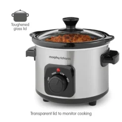 Morphy Richards Brushed Stainless Steel 1.5L Ceramic Slow Cooker 13 Morphy Richards Brushed Stainless Steel 1.5L Ceramic Slow Cooker -Morphy Richards Sales Shop 460300 Toughened glass lid text
